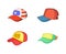 Baseball cap icon set, cartoon style