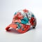 Baseball Cap isolated on white background. Realistic baseball cap with an intricately detailed colorful boho flowers, generative