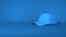 Baseball cap, sports hat. Stylish minimal abstract horizontal scene, place for text. Trendy classic blue color. 3D rendering