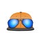 Baseball cap template with sunglasses