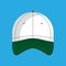 Baseball cap vector flat icon hat isolated clothing. Accessory front view green sport uniform cotton visor