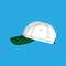 Baseball cap vector flat icon hat isolated clothing. Accessory side view green sport uniform cotton visor