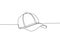 Baseball cap vector illustration on a white background. Continuous line drawing style.