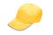 Baseball cap yellow with safety reflector stripe isolated on white