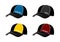 Baseball caps with inscriptions of different sports.Vector illustration on a white background.