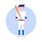 Baseball cartoon character in flat style.