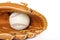 Baseball catcher mitt with ball