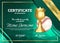 Baseball Certificate Diploma With Golden Cup Vector. Sport Graduation. Elegant Document. Luxury Paper. A4 Horizontal