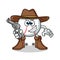 Baseball cowboy holding gun mascot vector cartoon illustration