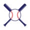 Baseball crossed bats with ball. Criss cross bats. Flat vector illustration