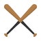 baseball crossed bats wooden design