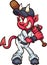 Baseball devil mascot with wooden bat