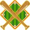 Baseball Diamond Crossed Bat Retro