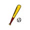 Baseball doodle icon, vector illustration
