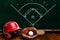 Baseball Equipment and Chalk Board Play Strategy