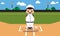 Baseball field baseball player illustration