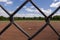 Baseball field through diamond shaped opening