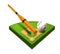 Baseball field isolated icon, bat and ball, sport equipment