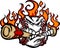 Baseball Flaming Face Biting Bat Vector Image