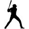 Baseball game batter player, also known as batsman - batman in motion to hit a pitcher`s ball with the bat when teeing off.