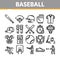 Baseball Game Tools Collection Icons Set Vector