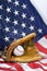 Baseball Glove, Ball & USA Flag - vertical