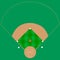 Baseball green field. Vector illustration on green background.