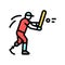 baseball handicapped athlete color icon vector illustration
