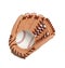 Baseball inside glove isolated