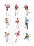 Baseball isometric. Sport game team people in action poses running standing baseball pitcher vector illustration