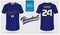 Baseball jersey, sport uniform, raglan t-shirt sport template design. Baseball t-shirt mock up. Front, back view baseball uniform.