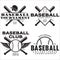 Baseball labels badges logos set. National american sport. Emblems with balls and crossed bats. Sports club emblems