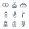 baseball line icons. linear set. quality vector line set such as protective gear, tactics, referee, bat, socks, water bottle,