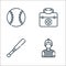 Baseball line icons. linear set. quality vector line set such as referee, baseball bat, first aid kit