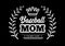 Baseball mom emblem with baseball wreath-style lacing and a king crown on black background. Vector