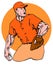 Baseball pitcher side orange