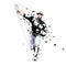 Baseball pitcher throwing ball, geometric vector illustration. Low poly team sport athlete