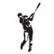 Baseball player batter, vector silhouette