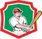 Baseball Player Batting Crest Cartoon