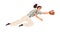 Baseball player catching ball with hand in glove. Agile man athlete, catcher playing sports game, training, jumping and