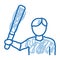Baseball Player doodle icon hand drawn illustration