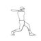 Baseball player, hitter swinging with bat, one line drawing vector illustration