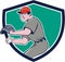 Baseball Player OutFielder Throwing Ball Crest Cartoon