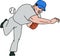 Baseball Player Pitcher Throw Ball Cartoon