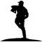 Baseball player, pitcher while throwing ball. Pitcher throwing a ball on pitcher mound. Detailed realistic silhouette