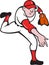 Baseball Player Pitcher Throwing Cartoon