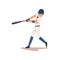 Baseball Player Swinging Bat, Softball Athlete Character in Uniform Vector Illustration