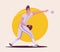 Baseball player is training. Character design. Cartoon flat illustration