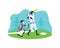 Baseball Players or Baseball Athletes Playing Together Illustration