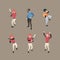 Baseball players. Sport people running bases pitcher baseball vector characters isometric in action poses